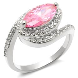 Picture of Alamode 49509-6 High-Polished 925 Sterling Silver Ring with AAA Grade CZ&#44; Rose - Size 6