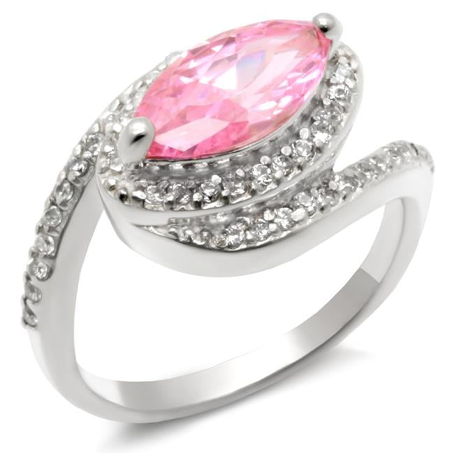 Picture of Alamode 49509-9 High-Polished 925 Sterling Silver Ring with AAA Grade CZ&#44; Rose - Size 9