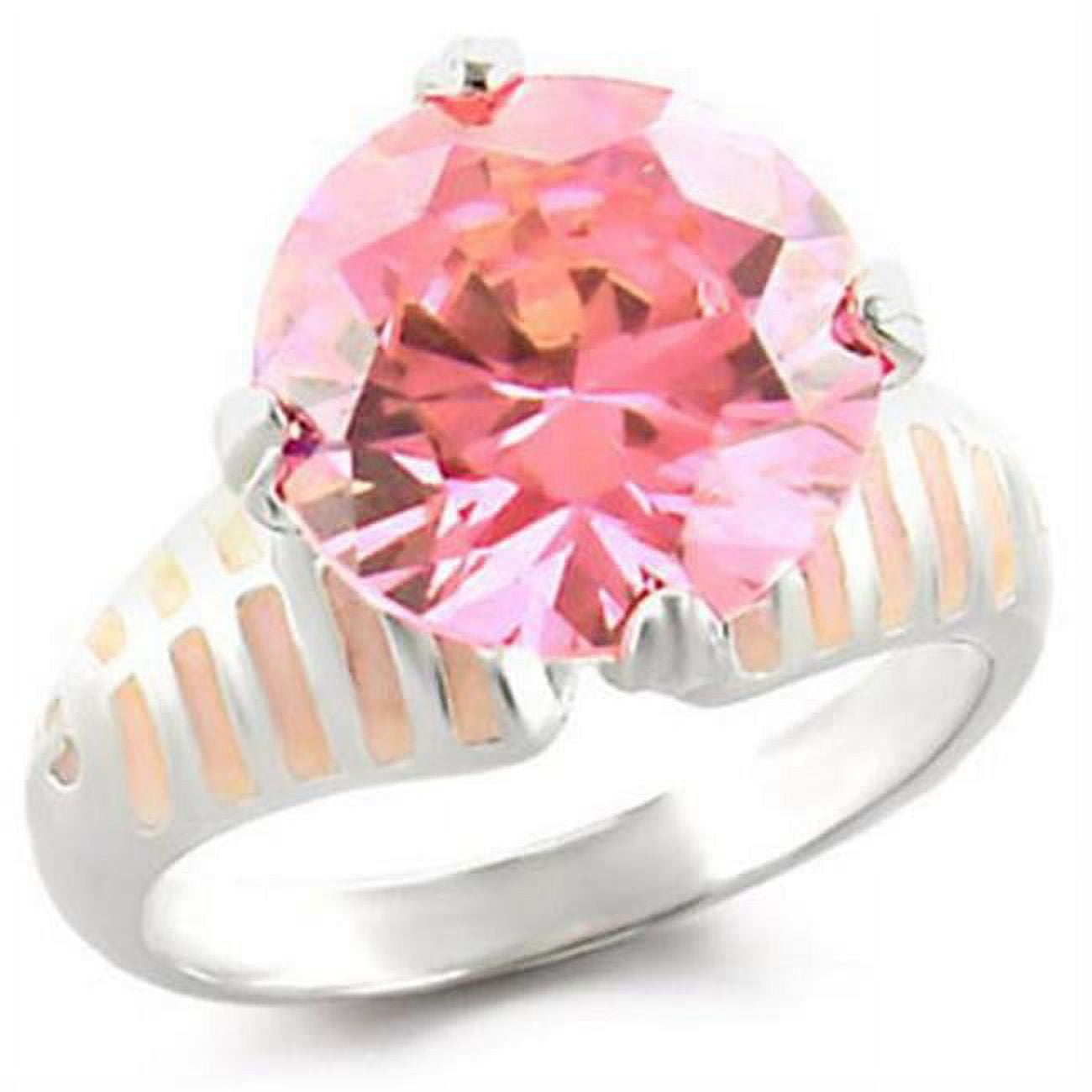 Picture of Alamode 49707-9 High-Polished 925 Sterling Silver Ring with AAA Grade CZ&#44; Rose - Size 9