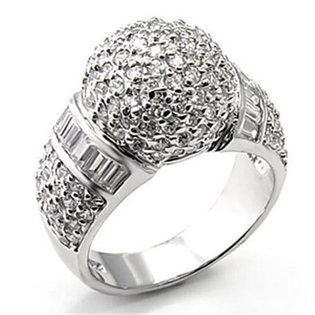 Picture of Alamode 7X166-7 Rhodium 925 Sterling Silver Ring with AAA Grade CZ&#44; Clear - Size 7
