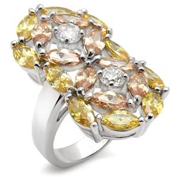 Picture of Alamode 7X190-5 Rhodium 925 Sterling Silver Ring with AAA Grade CZ&#44; Multi Color - Size 5