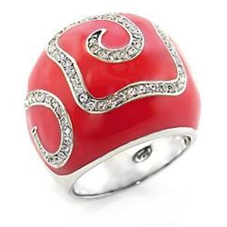 Picture of Alamode 80804-5 Rhodium Brass Ring with Top Grade Crystal&#44; Clear - Size 5