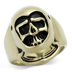 IP Antique Copper Stainless Steel Ring with Epoxy, Jet - Size 12