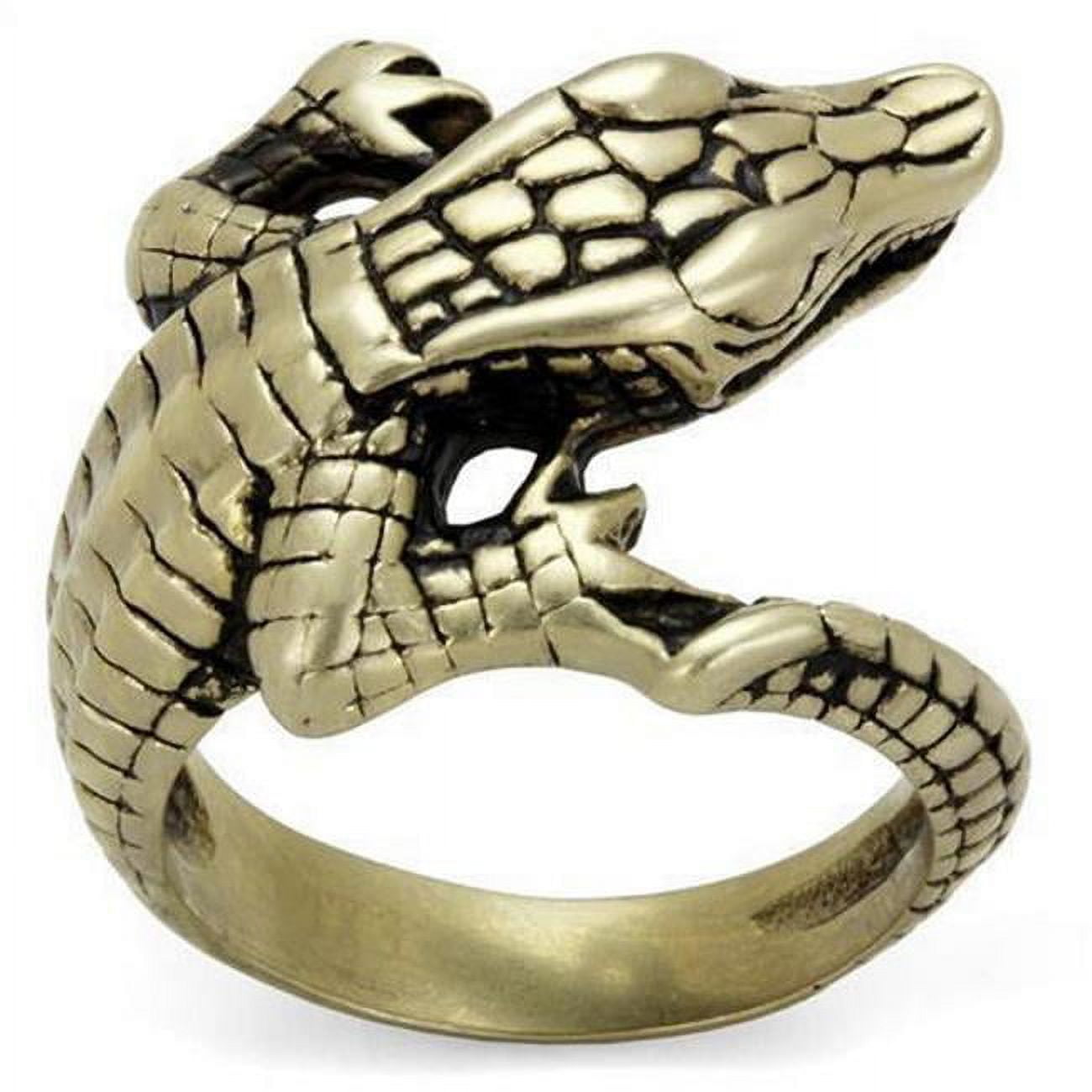 IP Antique Copper Stainless Steel Ring with Epoxy, Jet - Size 13