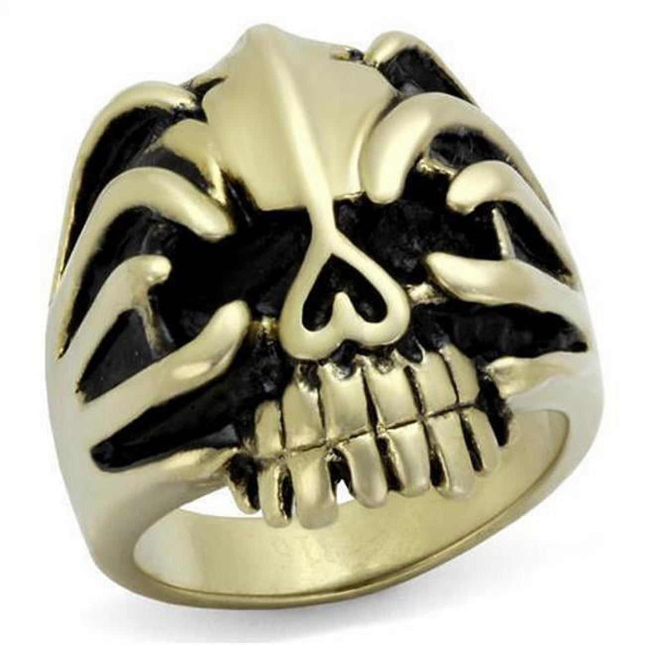 IP Antique Copper Stainless Steel Ring with Epoxy, Jet - Size 12