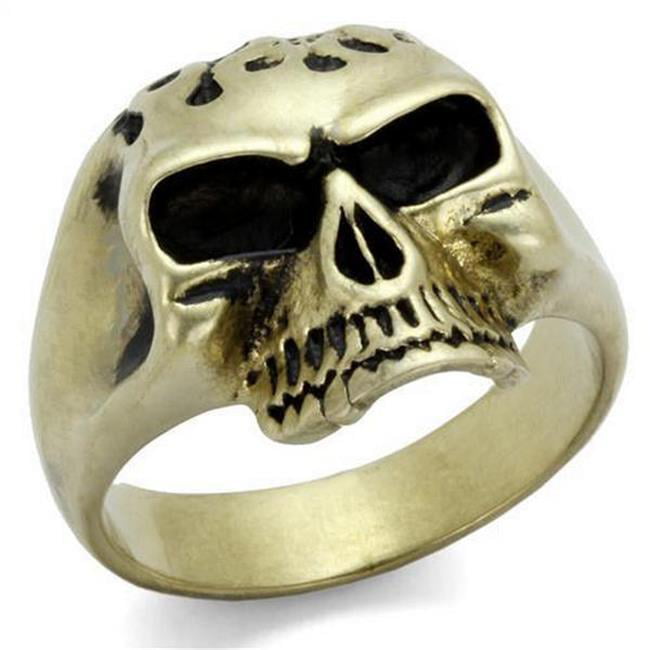 IP Antique Copper Stainless Steel Ring with Epoxy, Jet - Size 9