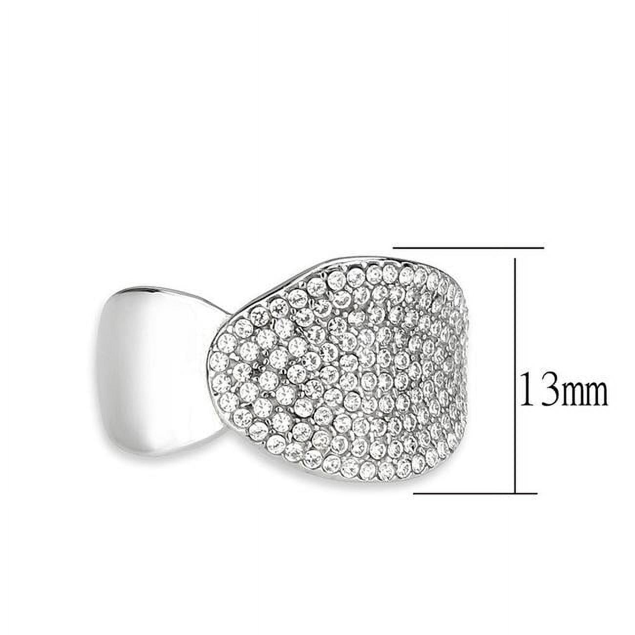 High Polished No Plating Stainless Steel Ring with AAA Grade CZ, Clear - Size 10