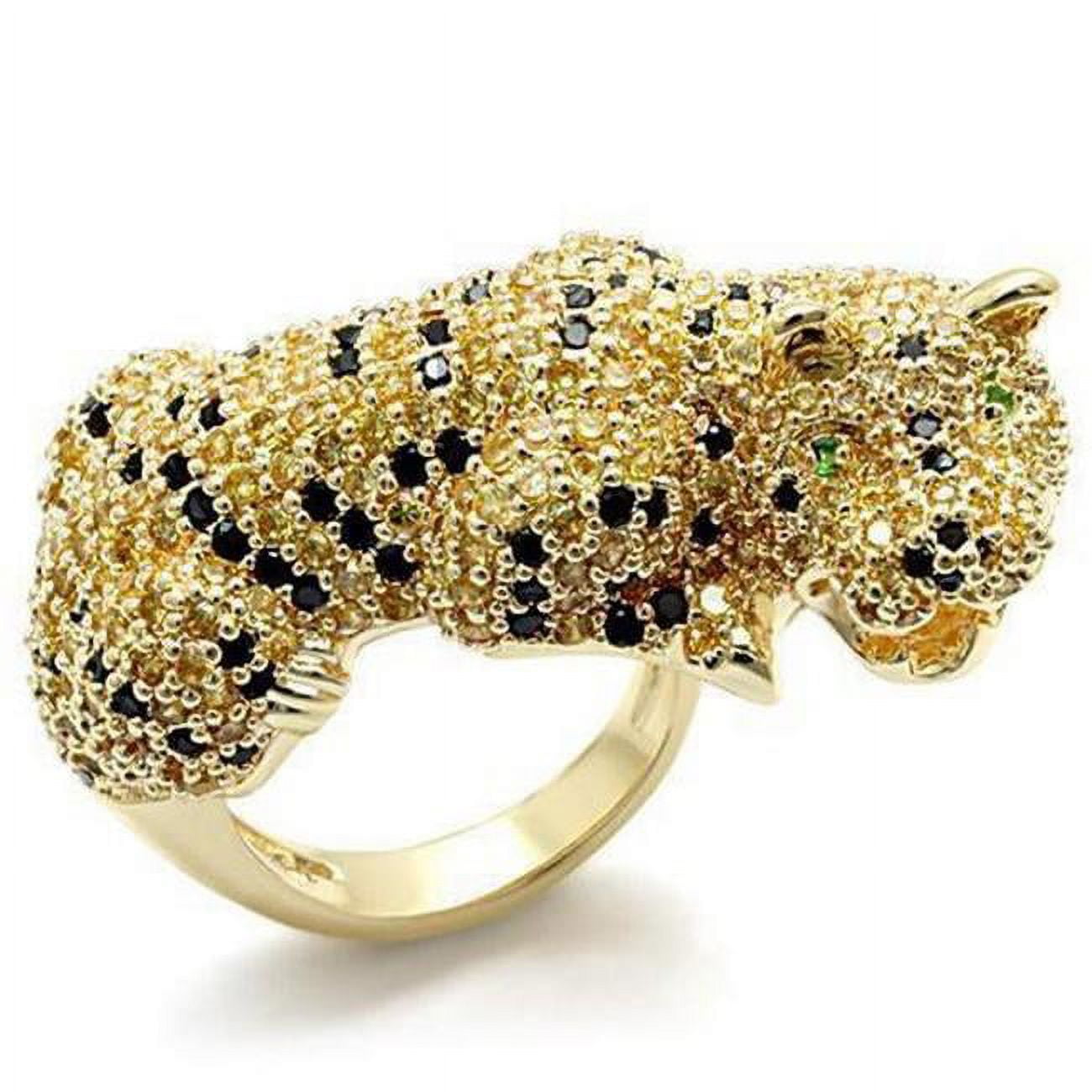 Picture of Alamode LO1606-9 Imitation Gold Brass Ring with Synthetic Glass, Emerald - Size 9