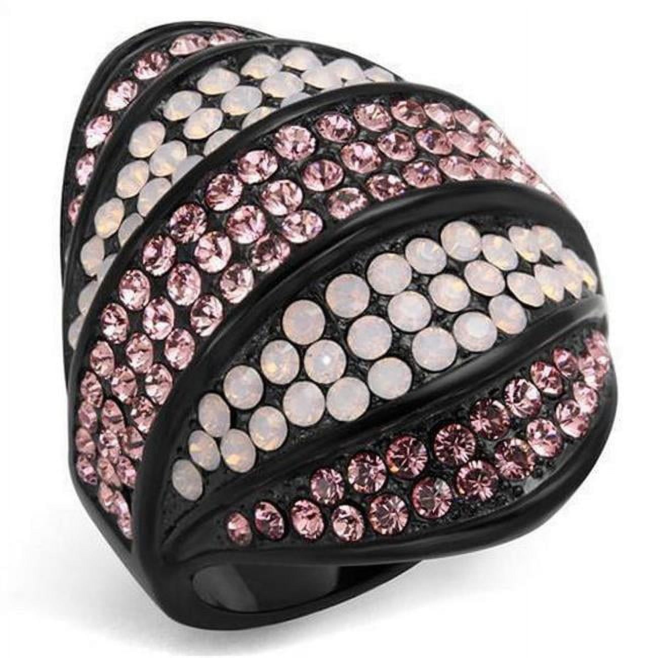 TK2201-7 IP Black Ion Plating Stainless Steel Ring with Top Grade Crystal, Multi Color - Size 7