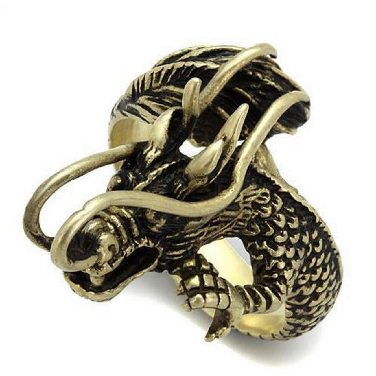 IP Antique Copper Stainless Steel Ring with Epoxy, Jet - Size 9