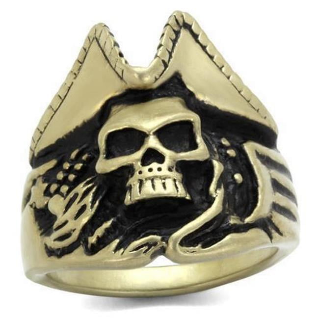 TK2453-9 IP Antique Copper Stainless Steel Ring with Epoxy, Jet - Size 9