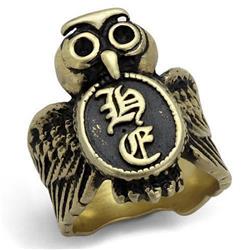 IP Antique Copper Stainless Steel Ring with Epoxy, Jet - Size 9