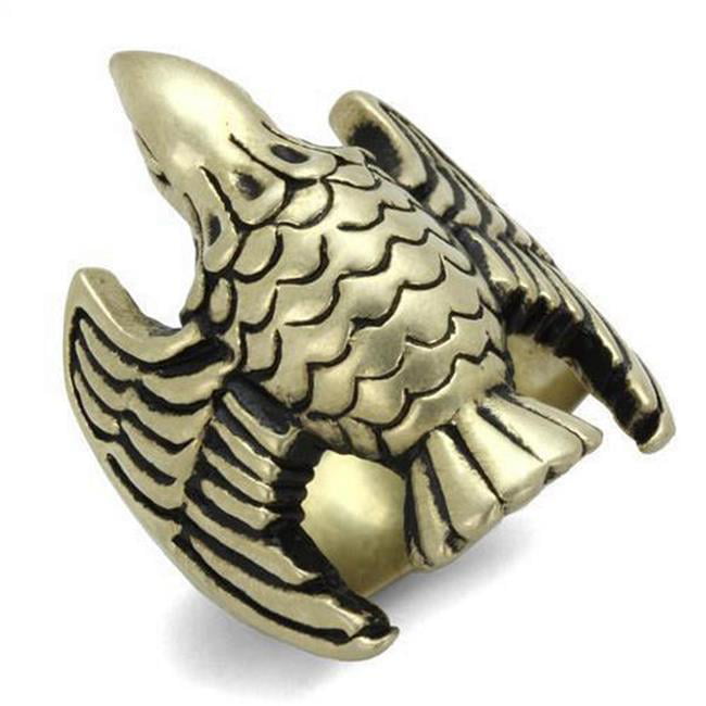IP Antique Copper Stainless Steel Ring with Epoxy, Jet - Size 8