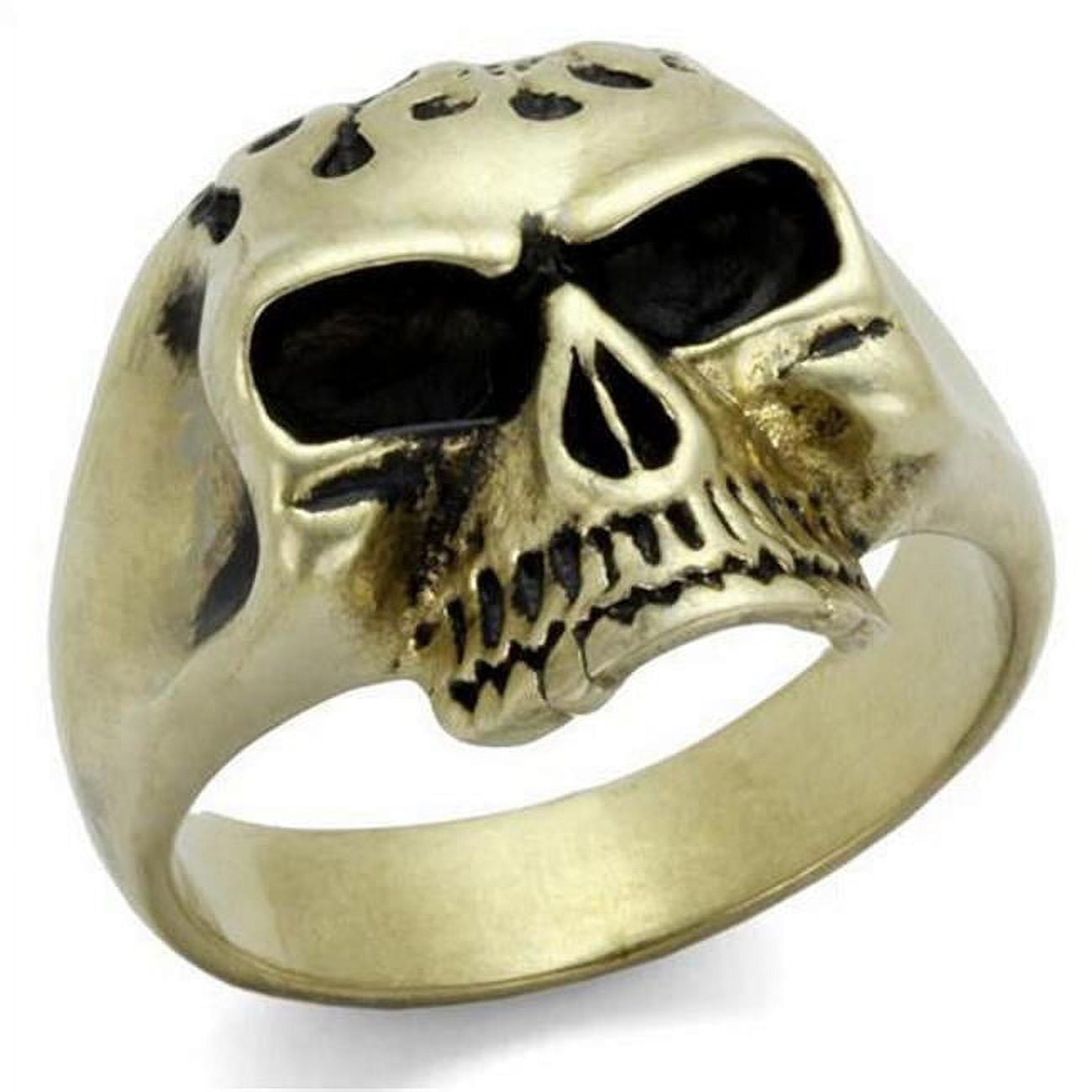 IP Antique Copper Stainless Steel Ring with Epoxy, Jet - Size 12