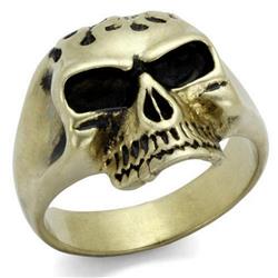IP Antique Copper Stainless Steel Ring with Epoxy, Jet - Size 13