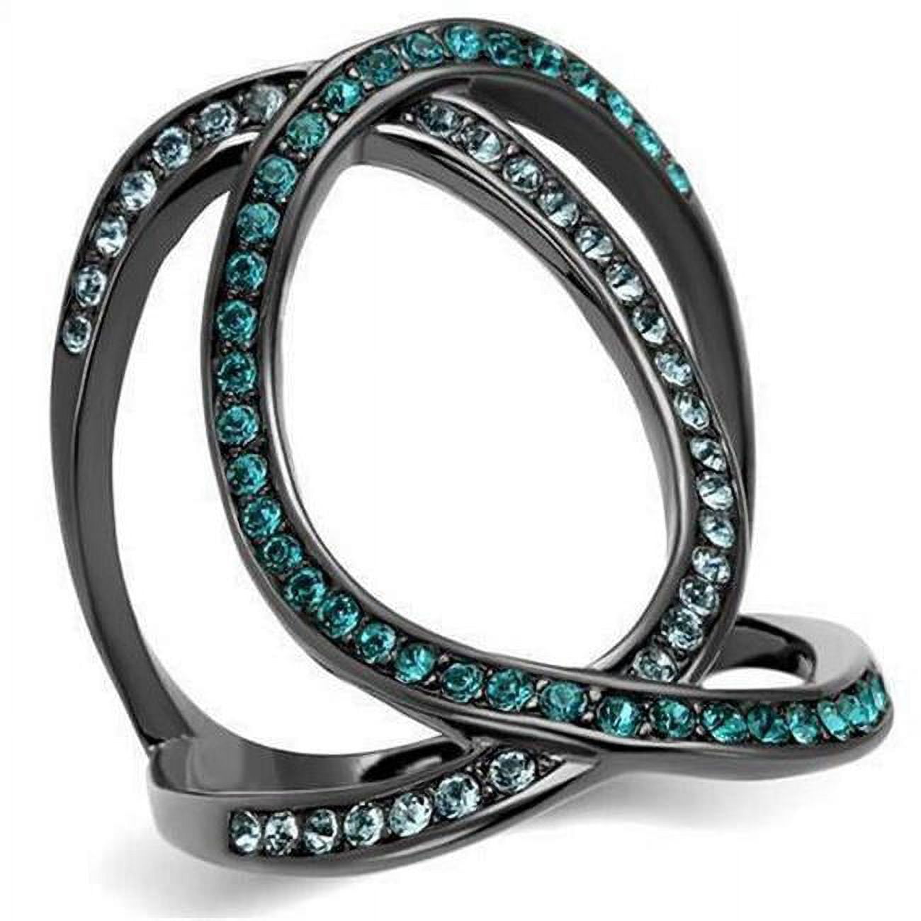 TK2557-5 IP Light Black IP Gun Stainless Steel Ring with Top Grade Crystal, Multi Color - Size 5