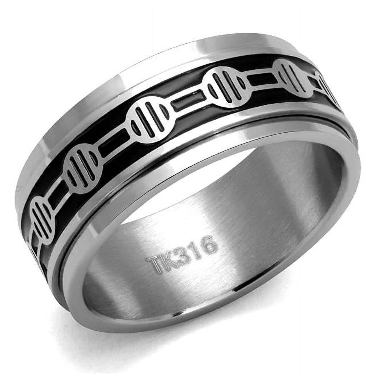 Men High Polished Stainless Steel Ring with Epoxy in Jet - Size 13
