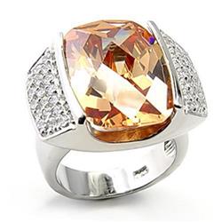 Picture of Alamode 7X194-5 Rhodium 925 Sterling Silver Ring with AAA Grade CZ&#44; Champagne - Size 5