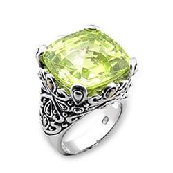 Picture of Alamode 7X314-9 Reverse Two-Tone 925 Sterling Silver Ring with AAA Grade CZ&#44; Apple Green - Size 9