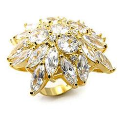Picture of Alamode 7X351-7 Gold 925 Sterling Silver Ring with AAA Grade CZ&#44; Clear - Size 7