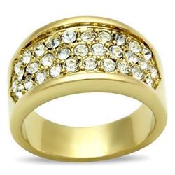 Picture of Alamode GL002-5 IP Gold Ion Plating Brass Ring with Top Grade Crystal, Clear - Size 5