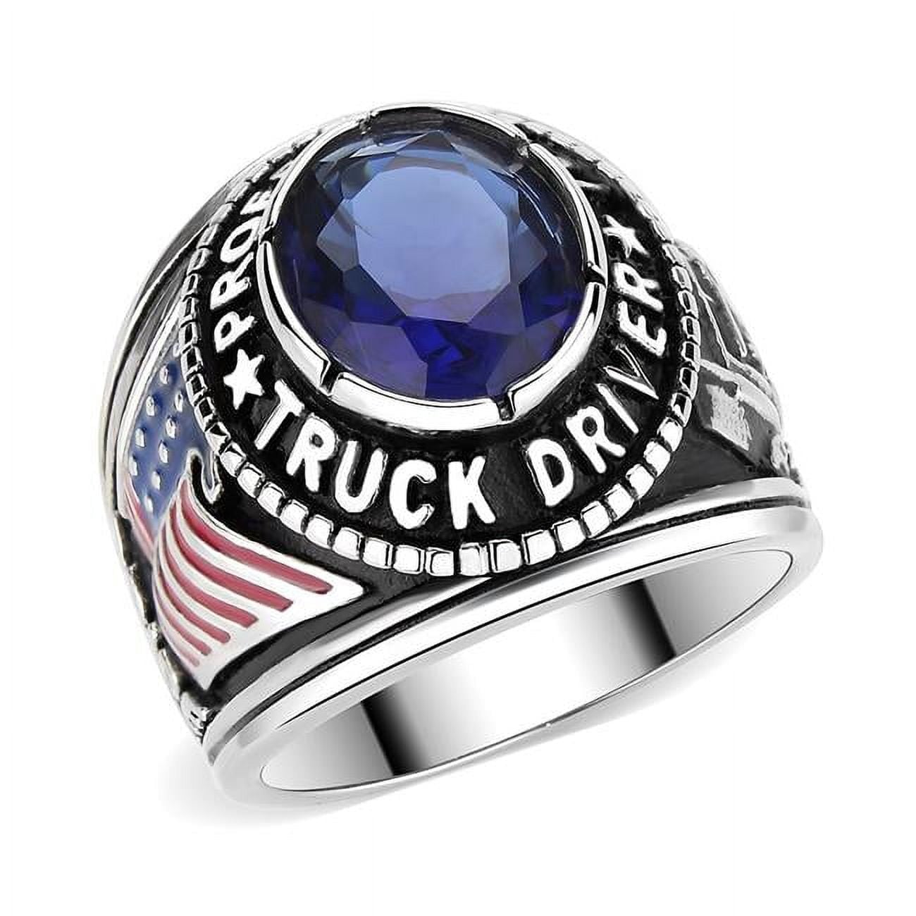 TK30320-8 Trucker Ring with Synthetic Stone, Montana Blue - Size 8
