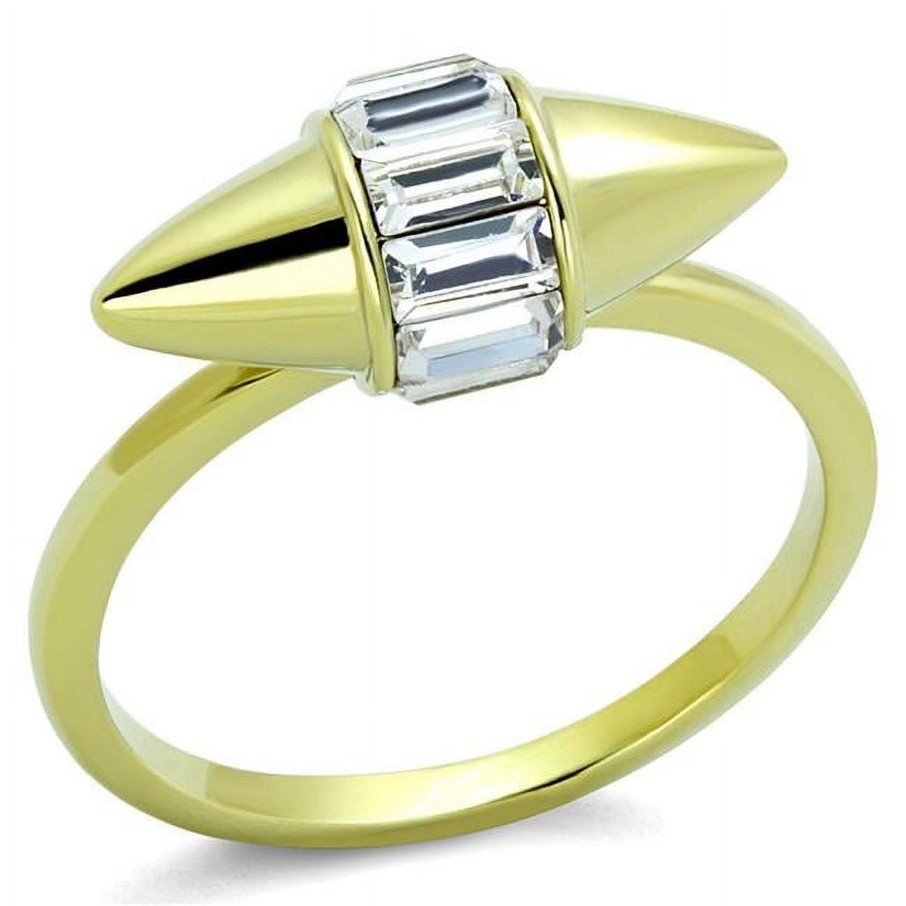 Picture of Alamode LO3657-6 Gold Brass Ring with Top Grade Crystal, Clear - Size 6