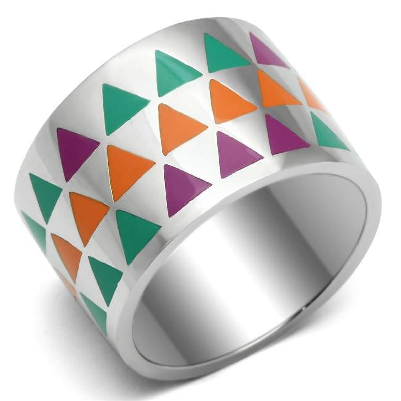High Polished No Plating Stainless Steel Ring with Epoxy, Multi Color - Size 6