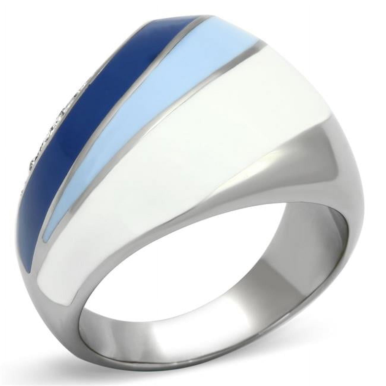 TK809-5 High Polished No Plating Stainless Steel Ring with Top Grade Crystal, Clear - Size 5