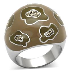 TK826-10 High Polished No Plating Stainless Steel Ring with Top Grade Crystal, Citrine Yellow - Size 10