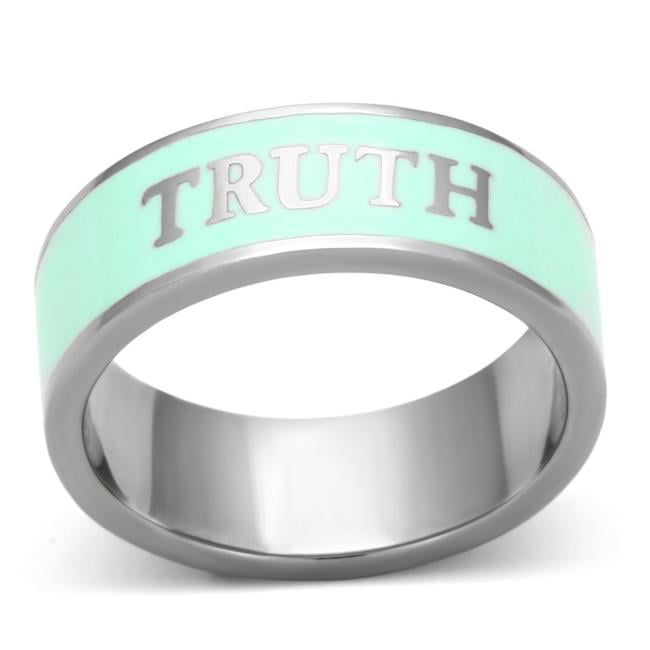 TK836-6 High Polished No Plating Stainless Steel Ring with Epoxy, Turquoise - Size 6