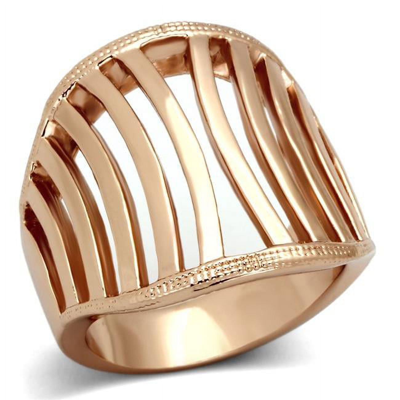 IP Rose Gold Ion Plating Stainless Steel Ring with No Stone, Size 5