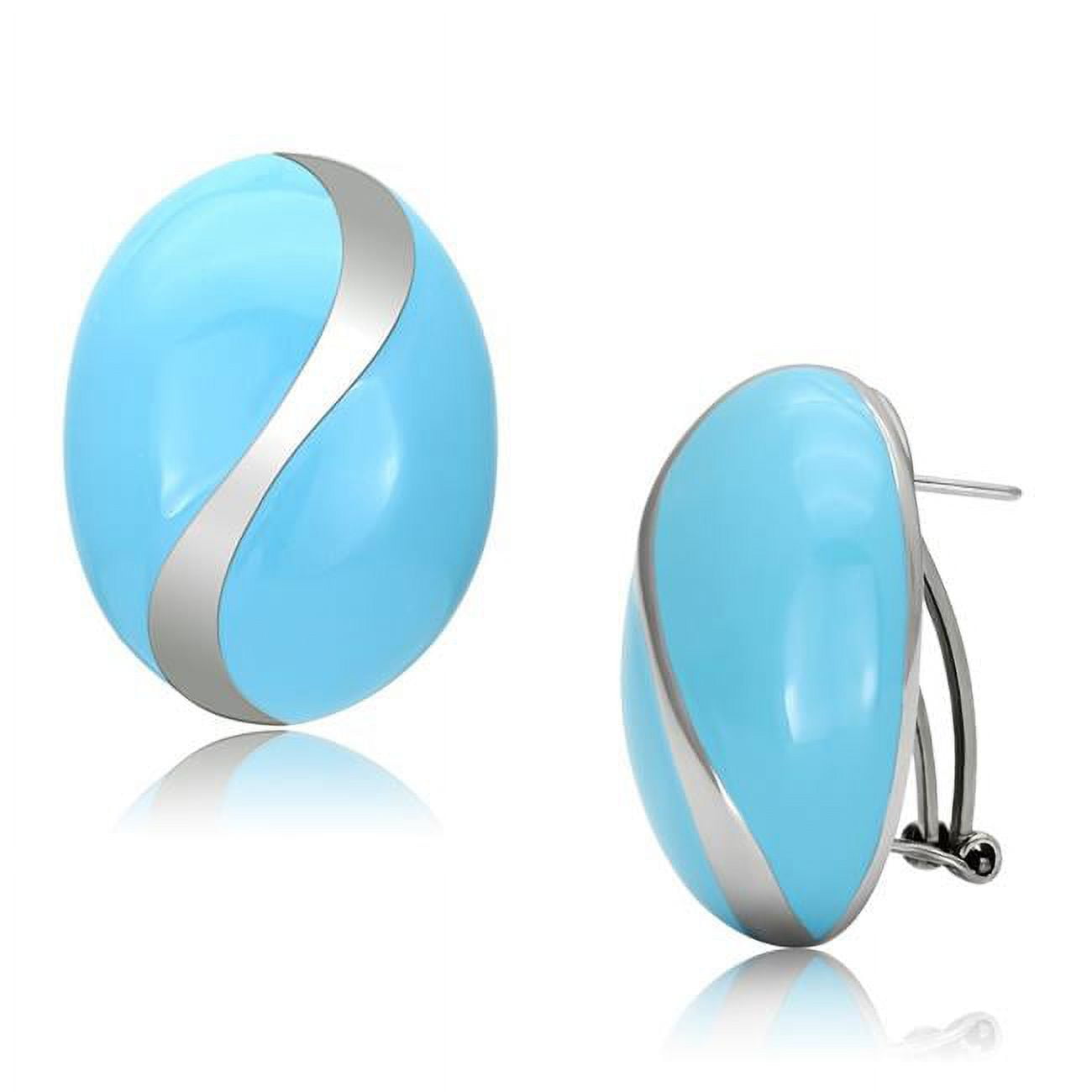 Picture of Alamode TK892 High Polished No Plating Stainless Steel Earrings with Epoxy, Sea Blue