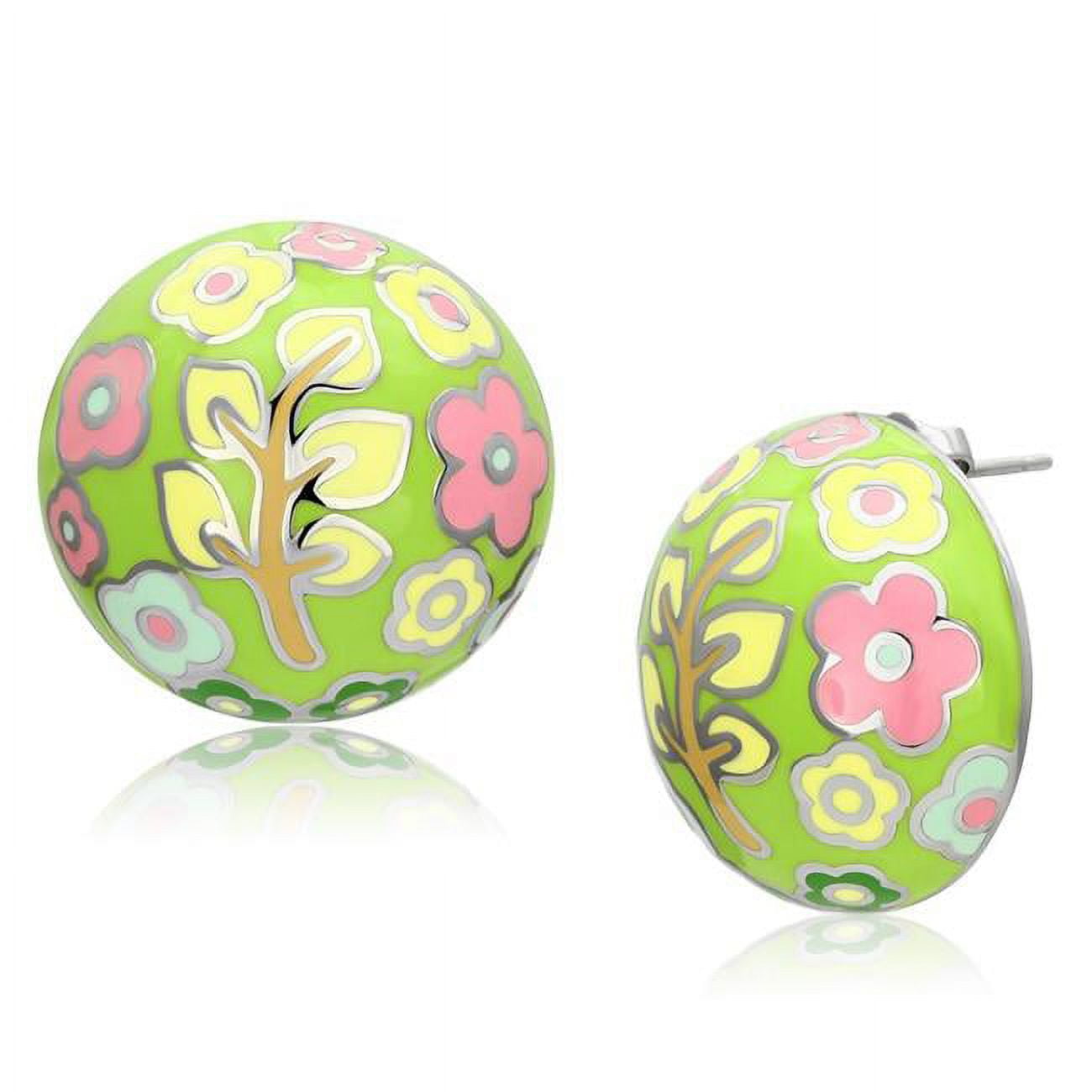 Picture of Alamode TK895 High Polished No Plating Stainless Steel Earrings with Epoxy&#44; Multi Color