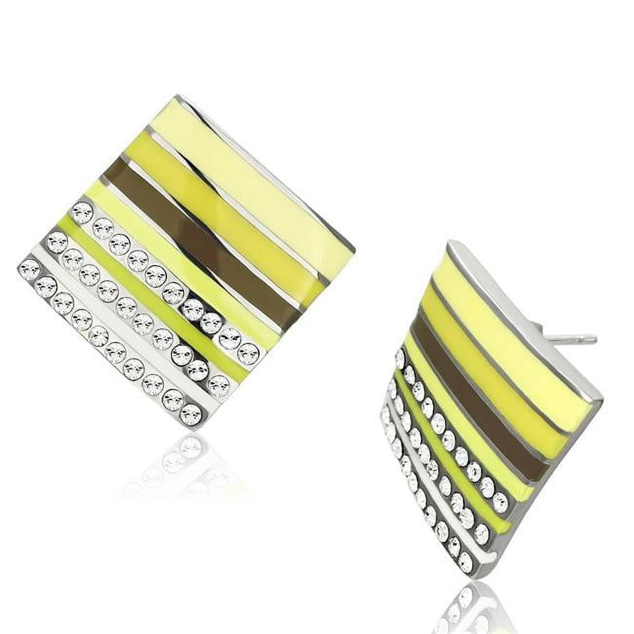 Picture of Alamode TK909 High Polished No Plating Stainless Steel Earrings with Top Grade Crystal&#44; Clear