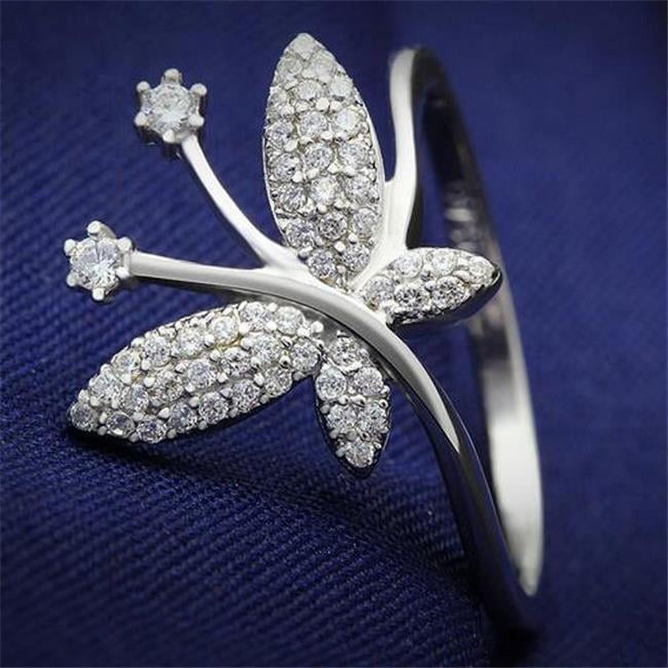 Rhodium 925 Sterling Silver Ring with AAA Grade CZ, Clear - Size 6