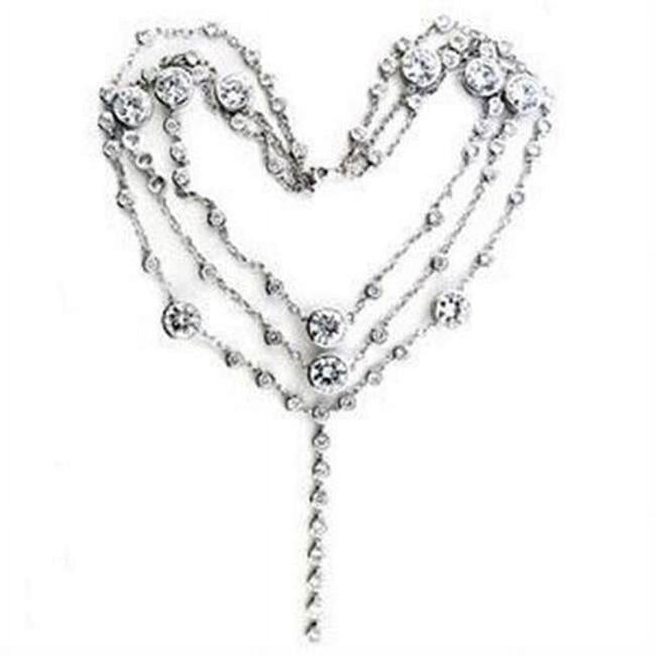 Picture of Alamode LOA554-16 16 in. Rhodium 925 Sterling Silver Necklace with AAA Grade CZ, Clear