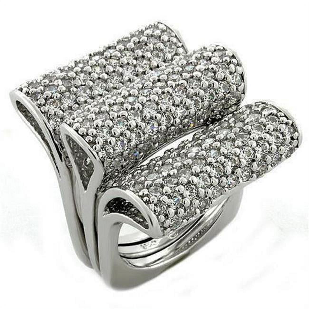 Picture of Alamode LOAS1047-8 Rhodium 925 Sterling Silver Ring with AAA Grade CZ&#44; Clear - Size 8