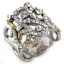Picture of Alamode LOAS1066-7 Gold & Rhodium 925 Sterling Silver Ring with AAA Grade CZ&#44; Clear - Size 7