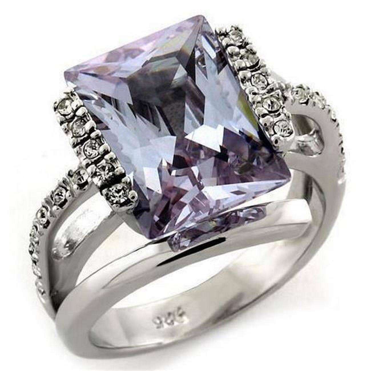 Picture of Alamode LOAS1124-6 Rhodium 925 Sterling Silver Ring with AAA Grade CZ&#44; Light Amethyst - Size 6