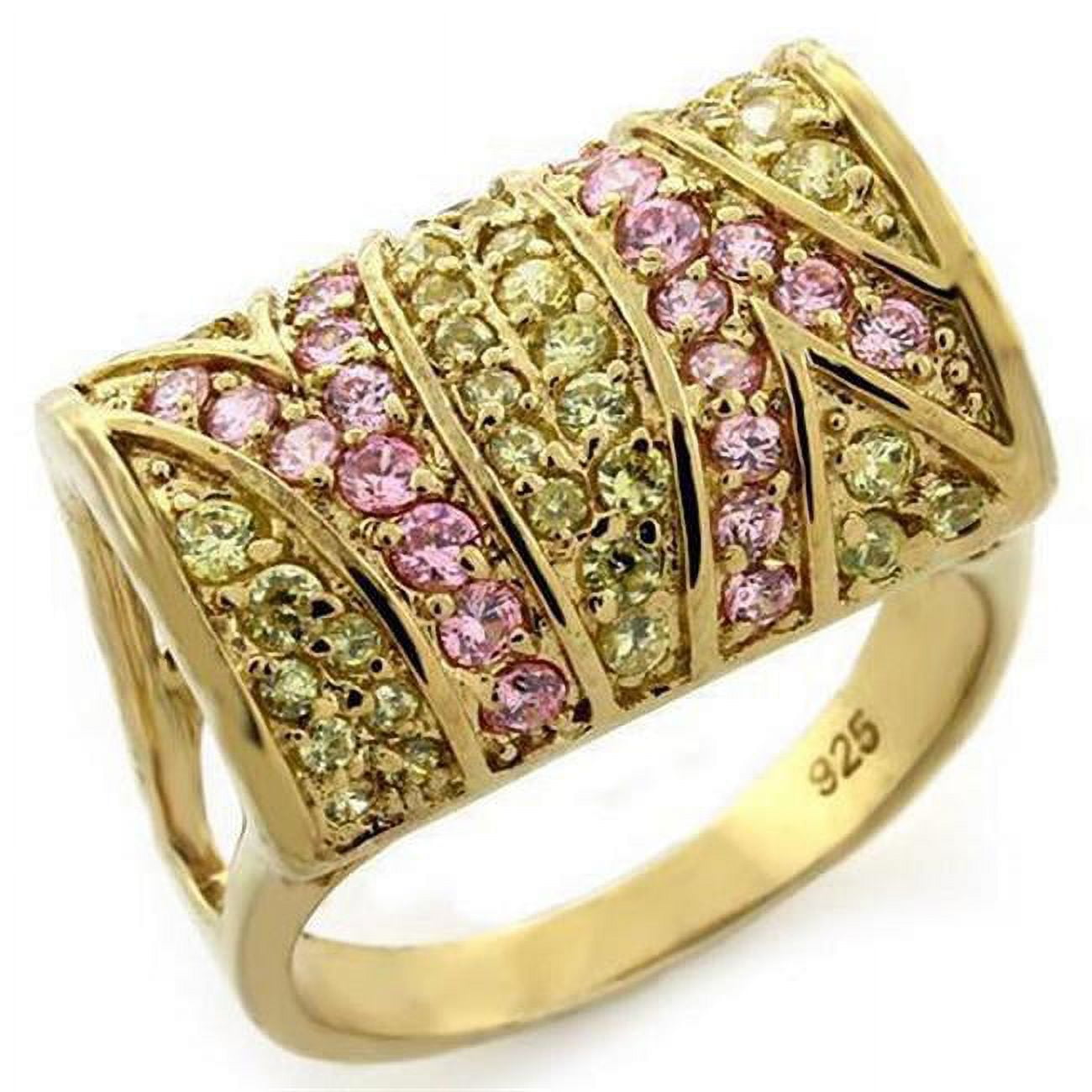 Picture of Alamode LOAS1139-7 Gold 925 Sterling Silver Ring with AAA Grade CZ&#44; Multi Color - Size 7