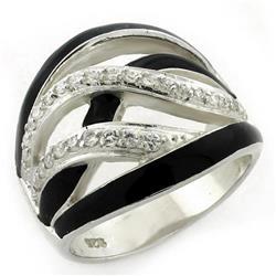 Picture of Alamode LOAS1152-9 High-Polished 925 Sterling Silver Ring with AAA Grade CZ&#44; Clear - Size 9