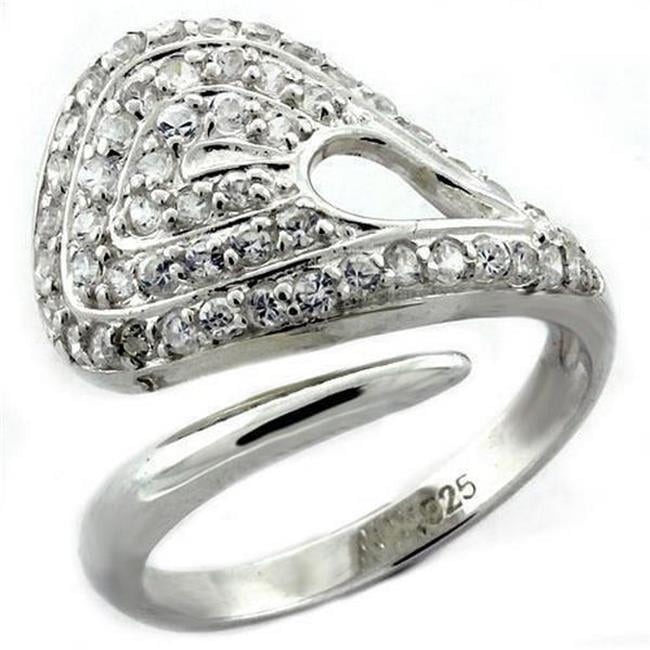Picture of Alamode LOAS1161-8 High-Polished 925 Sterling Silver Ring with AAA Grade CZ&#44; Clear - Size 8