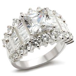 Picture of Alamode LOS482-5 Rhodium 925 Sterling Silver Ring with AAA Grade CZ, Clear - Size 5