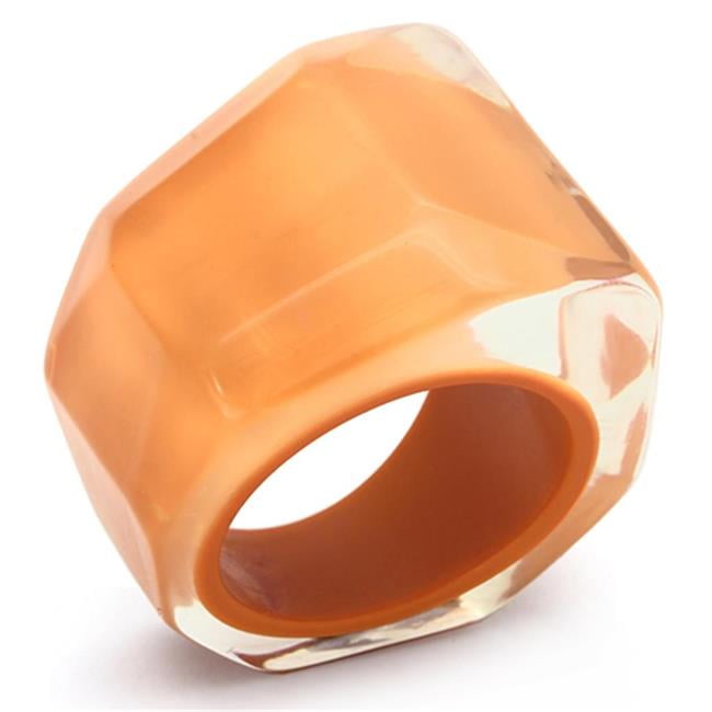 Resin Ring with No Stone, Orange - Size 6