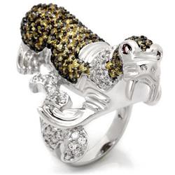 Picture of Alamode 0W008-8 Rhodium & Ruthenium Brass Ring with AAA Grade CZ&#44; Multi Color - Size 8