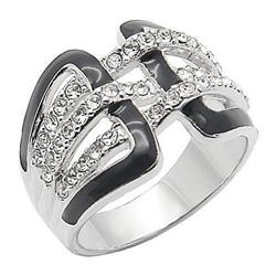 Picture of Alamode 0W258-5 Rhodium Brass Ring with AAA Grade CZ&#44; Clear - Size 5