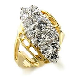 Gold & Rhodium Brass Ring with AAA Grade CZ, Clear - Size 5