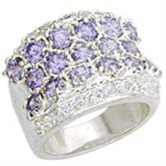 Picture of Alamode 12507-6 High-Polished 925 Sterling Silver Ring with AAA Grade CZ, Light Amethyst - Size 6