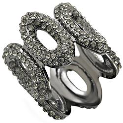 Picture of Alamode 1W033-8 Ruthenium Brass Ring with Top Grade Crystal&#44; Black Diamond - Size 8